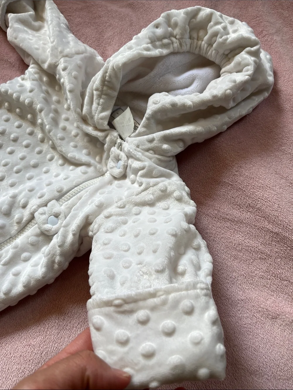 Widgeon Newborn Winter Cream Fleece Bunting Sack With All Over Minky Dots
